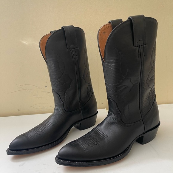 NWT Alberta Boot Company Black Cowhide Western Cowboy Boots Women Size 8 US - Picture 1 of 7